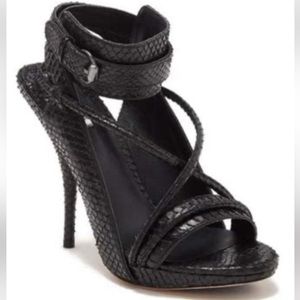 Leon Max Espouse snake skin ankle wrap stiletto strappy pristine condition 9